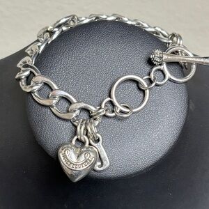 Vintage Juicy Couture Chic Silver Tone Heart Charm Bracelet Retro Y2K